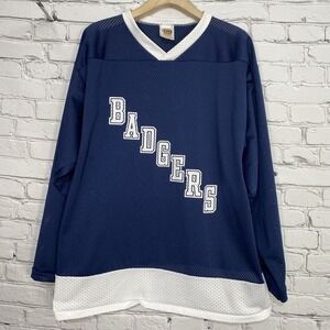VINTAGE Badgers Hockey Jersey Adult‎ XL Nor-Tex White Earth Chippewa Nation USA